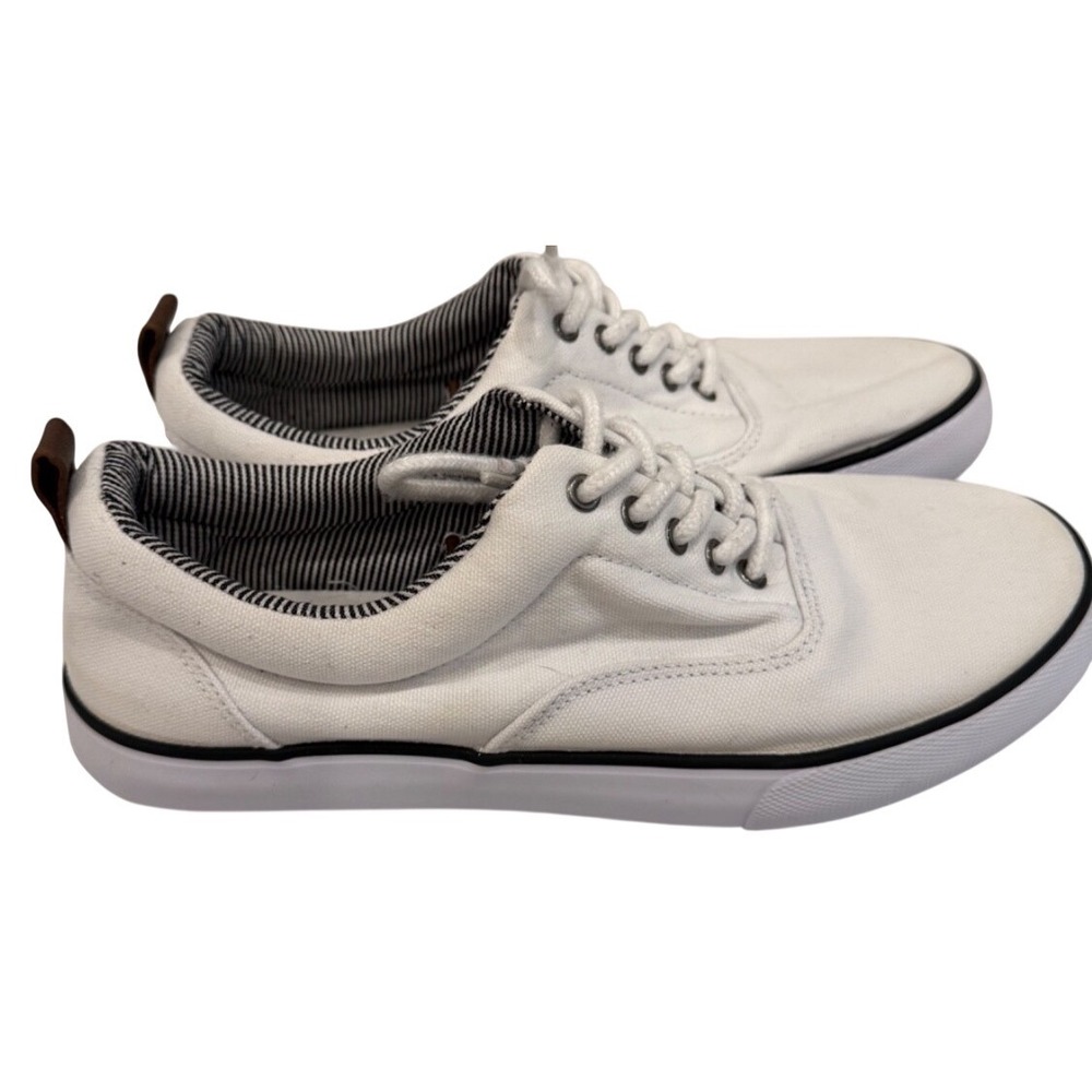 Goodfellow & Co Mens Brady White Canvas Lace Up Low Top Sneaker Shoe Size 8 - Picture 3 of 8